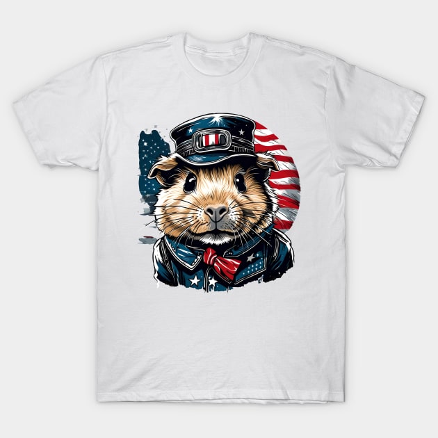 USA Flag Guinea Pig T-Shirt by Murder By Text